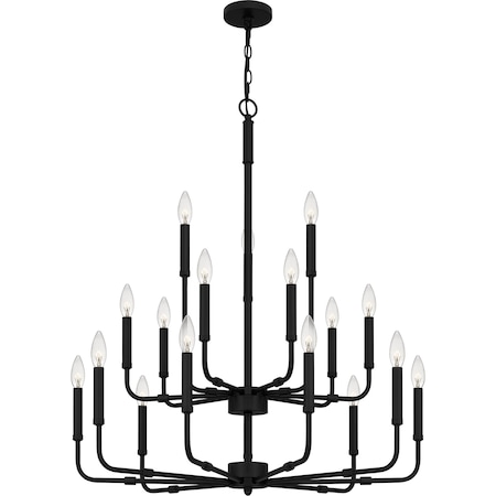 Quoizel Abner Chandelier 18 Lights Matte Black. ABR5132MBK